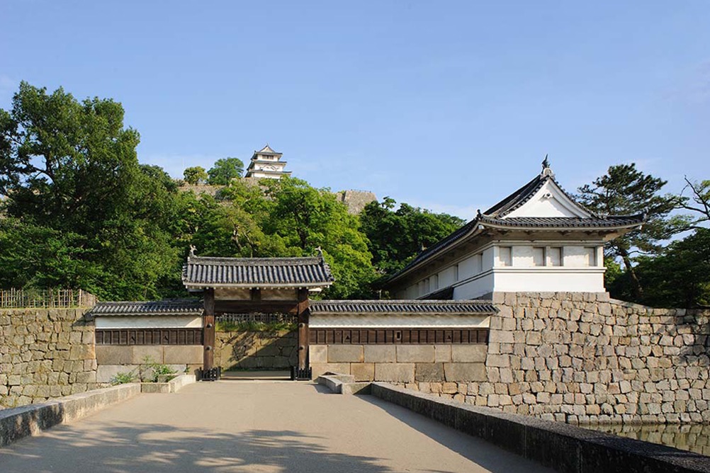 写真06：大手一の門、二の門からみた天守